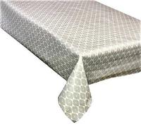 linen702 Vinyl Pvc Tablecloth 1.5 metres (150x137cm) Morrocan Grey. To fit up to a 4 Seater Size table, Wipe Clean, Textile Backed Plastic Table Cloth (247)