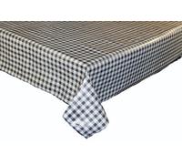 linen702 Vinyl Pvc Tablecloth Charcoal Grey and White Gingham Check, 3 metres (300x137cm) 10 Seater Size Rectangle Table, Wipe Clean, Textile Backed Plastic Table Cloth (24)