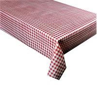 linen702 Vinyl Pvc Tablecloth Red and White Gingham Check 3 metres (300x137cm) up to a 10 Seater Size Table, Wipe Clean, Textile Backed Plastic Table Cloth (80)