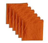Linendo 100% Pure Linen Dinner Cloth Napkins 38 x 38 cm Orange - Set of 6 Pack European Flax Natural Fabric Washable for Home and Kitchen