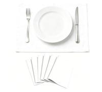 Linendo 100% Pure Linen Placemats, White, Set of 6 Place Mats 33 x 48 cm, Washable & Breathable, for Kitchen, Dining Table, Dining Table Mat