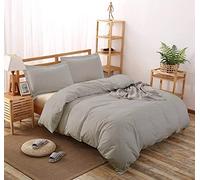 LinenHouse Premium Quality 3-Piece Duvet Cover Set with Zipper Closure & Corner Ties,Solid 1000-Series Ultra Soft Pillow Shams 100% Egyptian Cotton (Super King 98x108, Silver)