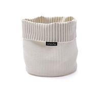 LinenMe Beige White Striped Linen Cotton Basket Jazz, SMALL (15 x 20 cm)