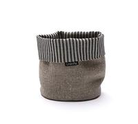 LinenMe Black Natural Striped Linen Cotton Basket Jazz, MEDIUM (20 x 20 cm)
