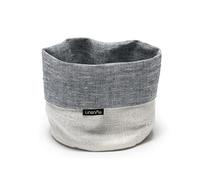 LinenMe Indigo White Linen Cotton Basket Francesca, MEDIUM (20 x 20 cm)