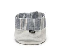 LinenMe Indigo White Linen Cotton Basket Multistripe, MEDIUM (20 x 20 cm)