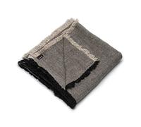 LinenMe Natural Black Linen Throw Blanket with Fringes Rustico, 240 x 220 cm