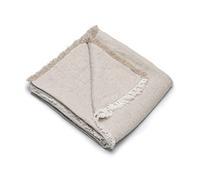 LinenMe Oatmeal Linen Throw Blanket with Fringes Rustico, 240 x 220 cm