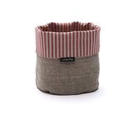LinenMe Red Natural Striped Linen Cotton Basket Jazz, MEDIUM (20 x 20 cm)