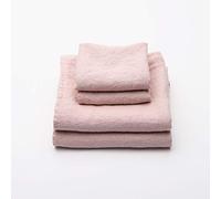 LinenMe Waffle Washed Linen Bath Set, Rosa, 2 Big Towels and 2 Hand Towels