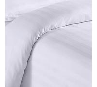 Linens Limited Blenheim Satin Stripe 100% Cotton 200 Thread Count Duvet Cover & Pillow Case Set, White, Double