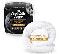 Linens Limited King Size Duvet 15 Tog, Made in the UK, Feels Like Down, Luxurious Quilt, Soft and Comfy, Ultra-Fine Siliconised Hollowfibre, Machine Washable (White)