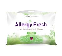 Linens Limited - Soft Pillows 2 Pack, Made in the UK, Allergy Fresh, Soft and Firm with Orthopedic Support, Anti Allergy Hollowfibre, Machine Washable (White)