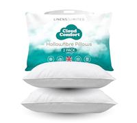 Linens Limited - Soft Pillows 2 Pack, Made in the UK, Cloud Comfort, Soft and Firm with Orthopedic Support, Non-Allergenic Polycotton Polyester Hollowfibre, Machine Washable (White)