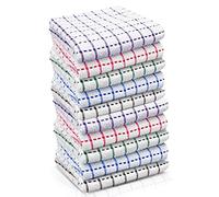 Linens World 100% Egyptian Cotton Big Check 10-Pack Tea Towels Super Soft and Absorbent 40x70 CM Cotton