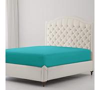 Linens World Egyptian Cotton Fitted Sheets Breathable, Anti Wrinkle 30cm Deep Pocket 200 Thread Count Single Bed Sheets Teal Bedding & Linen- Single Bedding 90 X 190 CM Single Fitted Sheet