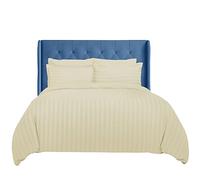 Linens World Super king Duvet Set - 3PC Hypoallergenic Satin Stripes Microfiber Quilt Superking Duvets set with Pillow Cases-Breathable & Anti Wrinkle Superking Duvet Cover Set (Cream)