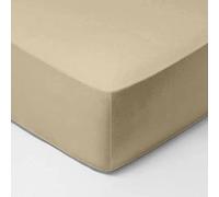 linensland® Double Fitted Sheet Beige - 100% Egyptian Cotton Soft & Durable Long Lasting Bed Fitted Sheets - Extra Deep Pocket 16 inch (40 cm) (137x190 cm)