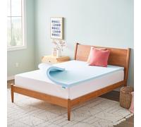 Linenspa 2 Inch Memory Foam Mattress Topper, Gel Infused Queen Mattress Topper, CertiPUR-US Certified Blue