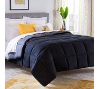 Linenspa All-Season Reversible Down Alternative Quilted Comforter - Hypoallergenic - Plush Microfiber Fill - Machine Washable - Duvet Insert or Stand-Alone Comforter - Black/Graphite - Oversized King