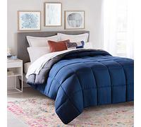 Linenspa All-Season Reversible Down Alternative Quilted Comforter - Hypoallergenic - Plush Microfiber Fill - Machine Washable - Duvet Insert or Stand-Alone Comforter - Navy/Graphite - Twin