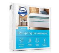 LINENSPA Box Spring Encasement | California King Size Box Spring Cover | Zippered and Waterproof Protector, Complete Protection | White