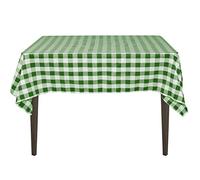 LinenTablecloth 54-Inch Square Polyester Tablecloth Green & White Checker