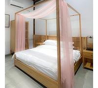 Linentalks Rose Pink Canopy Bed Scarf for Queen & Full Bed, Luxury Sheer Drapes, Four Post Valance, 1 PC 52" X 228"