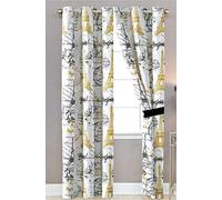 LinenTopia Paris Themed Black and Gold Curtains - 2 Panels Set with Sheer Backing and Silver Grommet, Eiffel Tower Decor, Privacy Voile Window Curtains for Living Room, Paris Decor for Bedroom