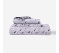 LINENWALAS 100% Cotton Percale Double Size Fitted Sheet Only, Printed All Around Elastic Deep Pocket up to 40 cm Premimum Bottom Fitted Bed Sheet 140x190 CM (Double, Haze of Lavender)