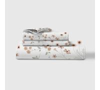 LINENWALAS 100% Cotton Percale Double Size Fitted Sheet Only, Printed All Around Elastic Deep Pocket up to 40 cm Premimum Bottom Fitted Bed Sheet 140x190 CM (Double, Crimson Flower)