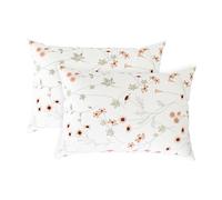 LINENWALAS 100% Cotton Percale King Size Pillow Case Set of 2, Crisp and Cooling 200 TC, Premium Cotton Printed Bed Pillow Covers (20X36 inch, Crimson Flower)