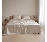 LINENWALAS 100% Eucalyptus Tencel Bed Sheet Set, Lyocell Bedding Cooling Sheets, Natural Moisture Wicking, Anti allergy 3 Piece sheet set (Taupe, Single)