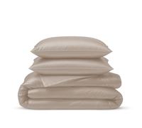 LINENWALAS 100% Natural Bamboo 3-Piece Duvet Cover Set with Zipper and Corner Ties- Softest Cool Bedding Perfect for Skincare (Superking, Taupe)