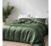 LINENWALAS 100% Natural Bamboo 3-Piece Duvet Cover Set with Zipper and Corner Ties- Softest Cool Bedding Perfect for Skincare (King, Avocado Green)