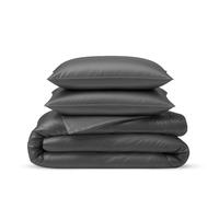 LINENWALAS 100% Natural Bamboo Zipper 3-Piece Duvet Cover King With Corner Ties-Softest, Cool, Luxury Bedding Duvet Set Perfect for Hair & Skin(King, Charcoal Grey)