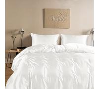 LINENWALAS - 100% Natural Tencel Core Bedding Set-1 Duvet Cover, 1 Fitted Sheet, 2 Pillow cases - Softest Cool Eucalyptus Bedding Perfect for skincare (Double, White)