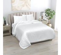 LINENWALAS 100% Natural Viscose from Bamboo Only Flat Sheet - Softest Cool Designer Checks Bedding Flat Bed Sheet Perfect for Skincare -(King 275x275 CM, White)