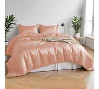 LINENWALAS 100% Organic Bamboo 4 Pcs Core Bedding Duvet Cover Set - 1 Duvet Cover, 1 Deep Pocket Fitted Sheet & 2 Pillowcases Soft Cooling Bedding Set Perfect for Hair & Skin (King, Peach Fuzz)