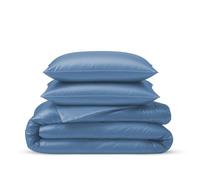 LINENWALAS 100% Organic Bamboo Double Duvet Cover Set with Zipper and Corner Ties, Soft, Cooling Christmas Duvet Cover Set, Perfect for Skincare (Double, Bahamas Blue)