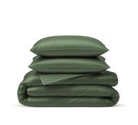 LINENWALAS 100% Organic Bamboo Double Duvet Cover Set with Zipper and Corner Ties, Soft, Cooling Quilt Cover Set, Perfect for Skincare (Double, Avocado Green)