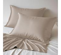 LINENWALAS 100% Organic Bamboo Pillow Cases 2 Pack, Cooling Pillowcases King Size 50x90 cm with Envelope Closure, Soft Premium Bamboo Silk Pillowcases for Hair and Skin (50x90 cm, Taupe)
