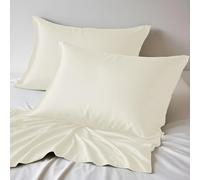 LINENWALAS 100% Organic Bamboo Pillow Cases 2 Pack, Cooling Pillowcases King Size 50x90 cm with Envelope Closure, Soft Premium Bamboo Silk Pillowcases for Hair and Skin (50x90 cm, Ivory)