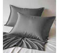 LINENWALAS 100% Organic Bamboo Pillow Cases 2 Pack, Soft Premium Bamboo Silk Pillow Cases for Hair and Skin, King Size Cooling Pillowcases with Envelope Closure (50x90 cm, Light Grey)