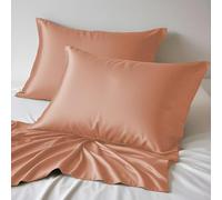 LINENWALAS 100% Organic Bamboo Pillow Cases 2 Pack, Soft Premium Bamboo Silk Pillow Cases for Hair and Skin, Standard Size Cooling Pillowcases with Envelope Closure (50x75 cm, Peach Fuzz)