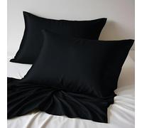 LINENWALAS 100% Organic Bamboo Pillow Cases Set of 2, Cool Pillow Cases King Size 50x90 cm with Envelope Closure, Soft Premium Bamboo Silk Pillowcases for Hair and Skin (50x90 cm, Jet Black)