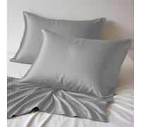LINENWALAS 100% Organic Bamboo Pillowcase Set of 2 Soft Bamboo Silk Pillowcases for Hair and Skin - Standard Size Cooling Pillow Cases (20x30 Inches, Silver)