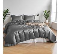 LINENWALAS 100% Organic Bamboo Small Double Core Bedding Set, Soft Silk Cooling Luxury Bamboo Complete Bedding Set with Deep Pocket Fitted Sheet and Pillowcase (Small Double, Light Grey)