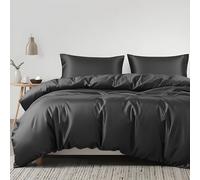 LINENWALAS 100% Organic Eucalyptus Tencel 3pc Duvet Cover Set With Zipper Closure and Corner Ties - Softest Cooling Luxury Bedding Perfect for Hair & Skin (SuperKing, Charcoal Grey)