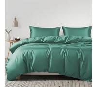 LINENWALAS 100% Organic Eucalyptus Tencel 3pc Duvet Cover Set With Zipper Closure and Corner Ties - Softest Cooling Luxury Bedding Perfect for Hair & Skin (Emperor/Aqua)